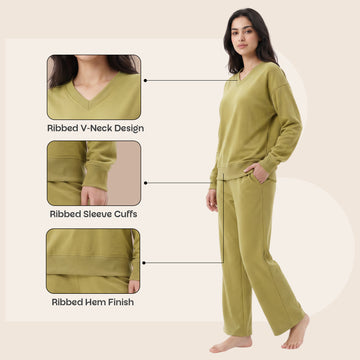 CAVYND Women's Winter Lounge Set – Olive Stone