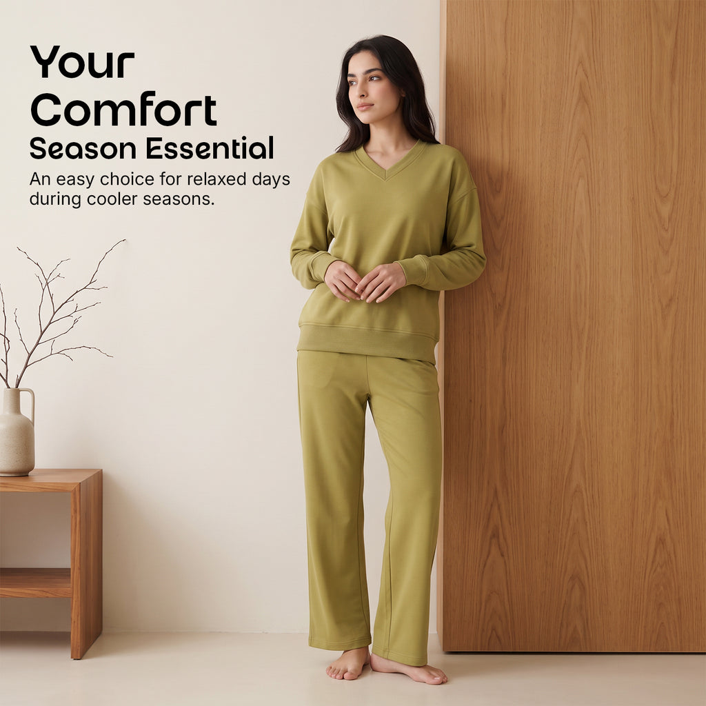 CAVYND Women's Winter Lounge Set – Olive Stone