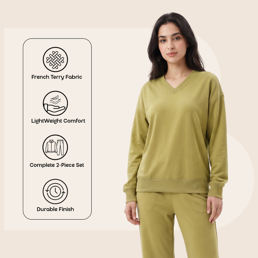 CAVYND Women's Winter Lounge Set – Olive Stone