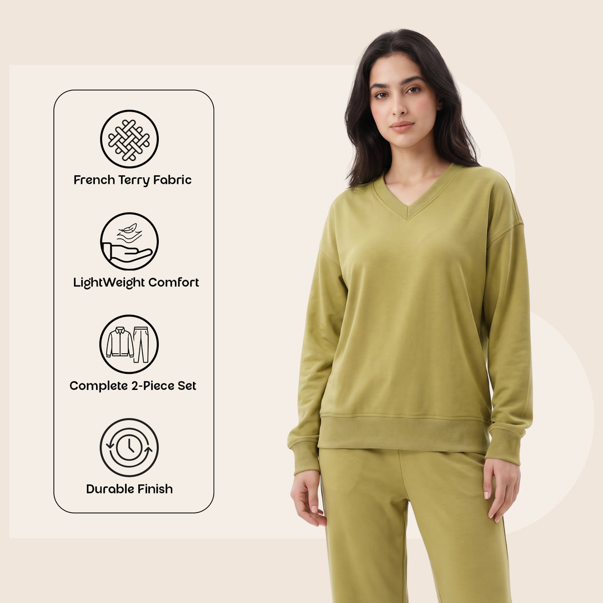 CAVYND Women's Winter Lounge Set – Olive Stone