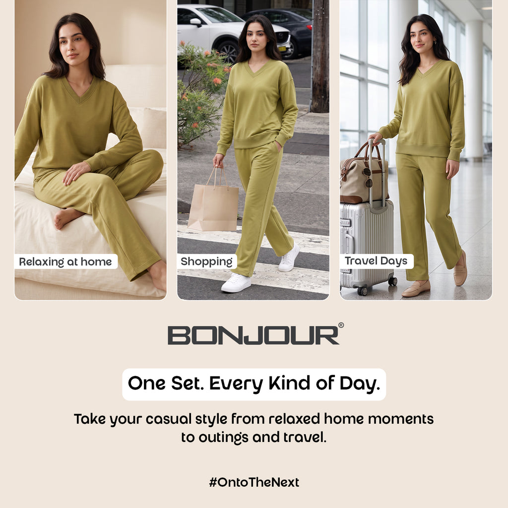CAVYND Women's Winter Lounge Set – Olive Stone