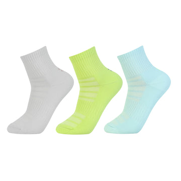 CAVYND RUN Men's Performance Ankle Socks – Light Grey, Powder Blue & Lime (Pack of 3)