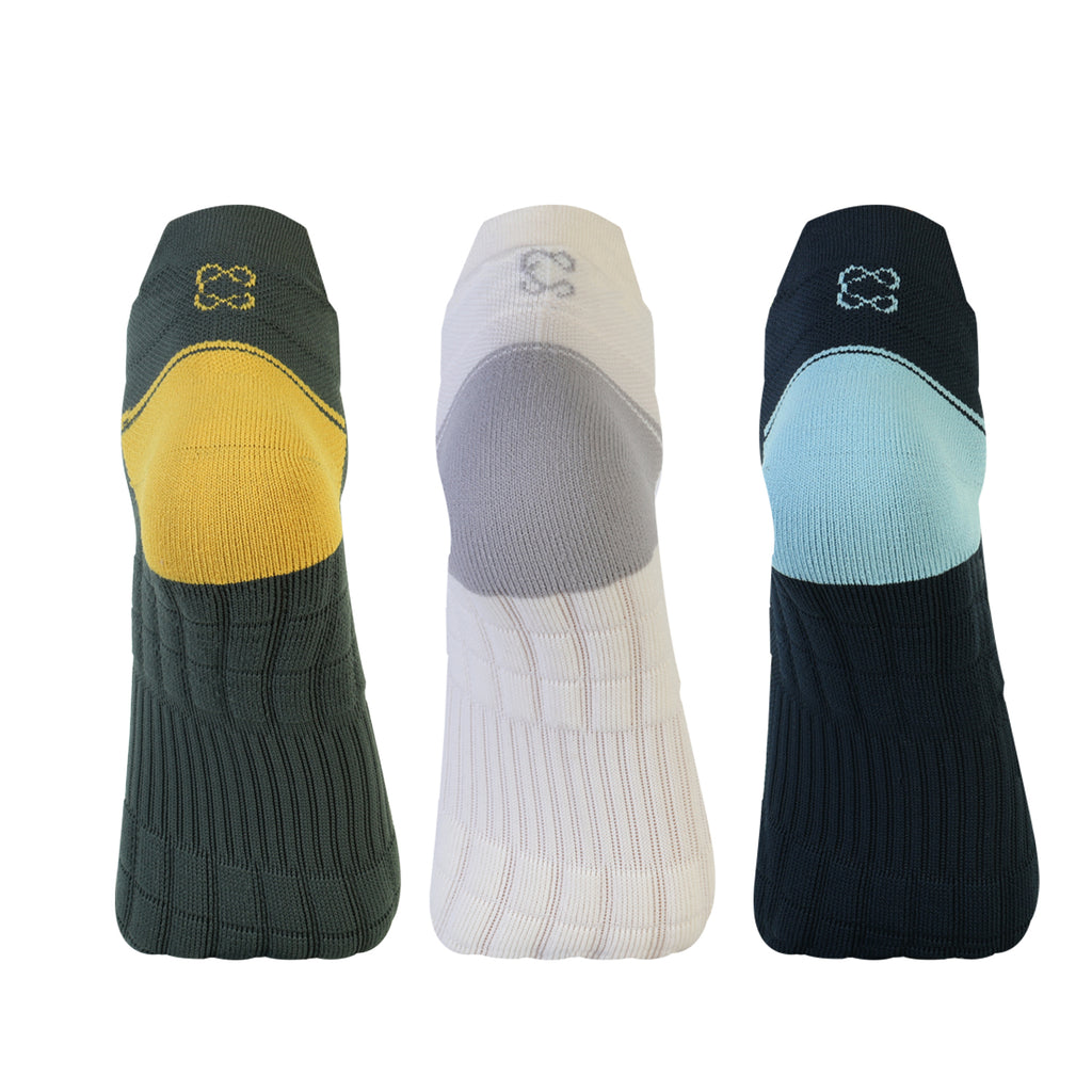 CAVYND RUN Men's Performance Secret Socks – Navy, Ivory & Charcoal (Pack of 3)