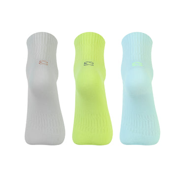 CAVYND RUN Men's Performance Ankle Socks – Light Grey, Powder Blue & Lime (Pack of 3)
