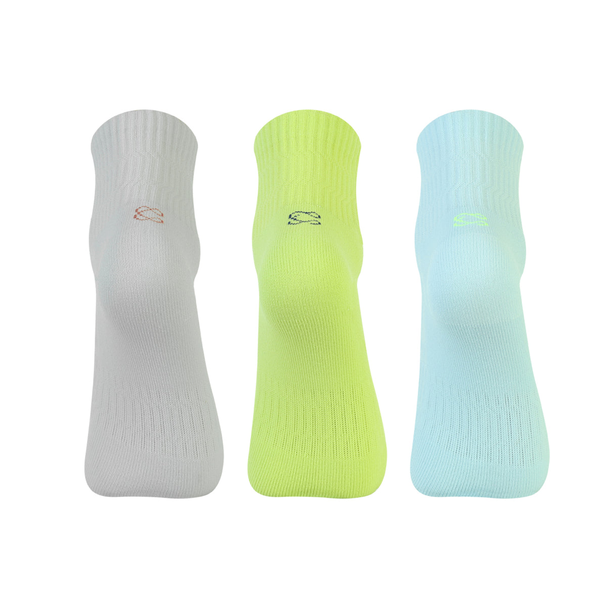 CAVYND RUN Men's Performance Ankle Socks – Light Grey, Powder Blue & Lime (Pack of 3)
