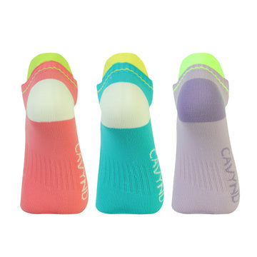 CAVYND WLK Women's Training Secret Socks – Pink, Sea Green & Lilac (Pack of 3)