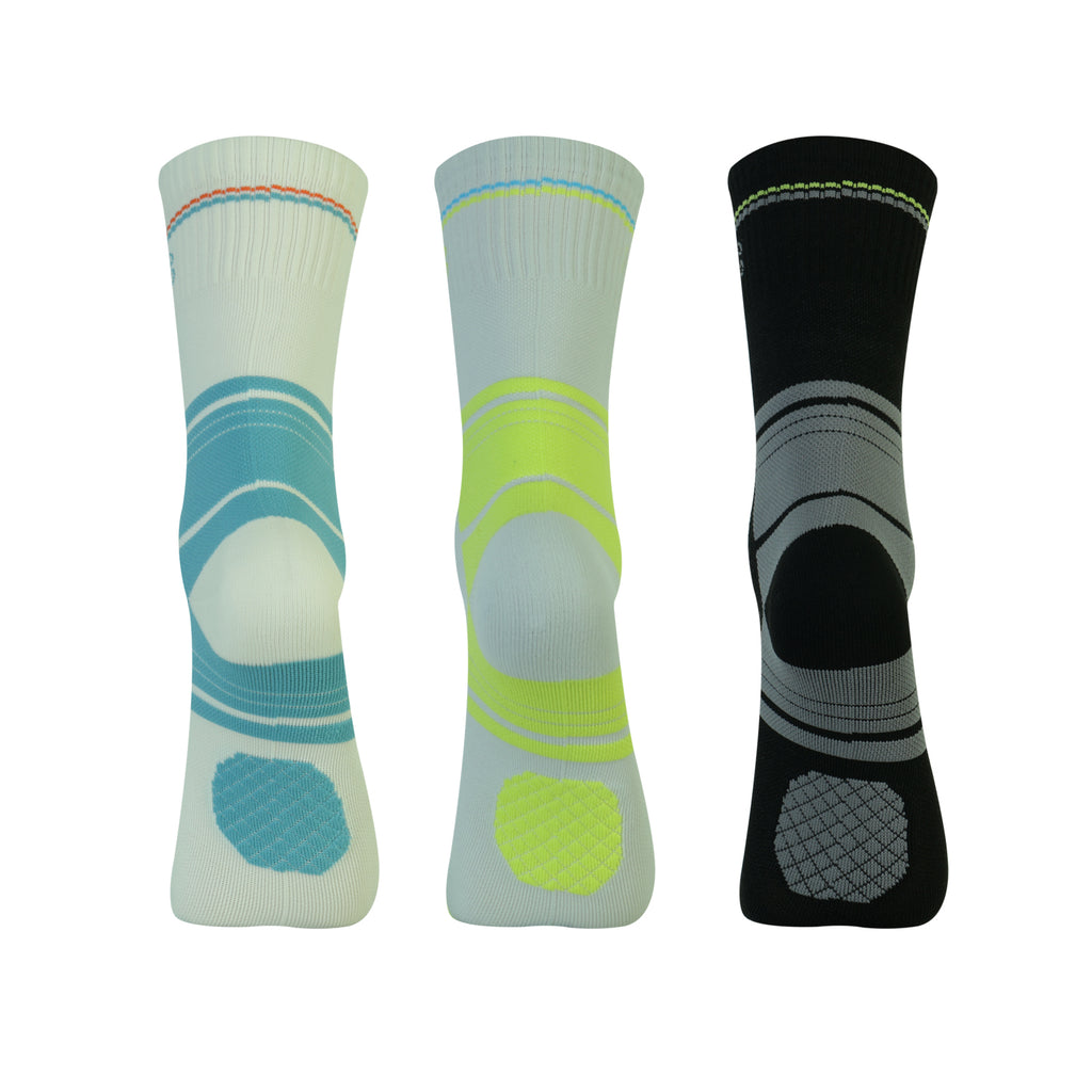CAVYND WLK Men's Training Crew Socks – White, Black & Ice Grey (Pack of 3)