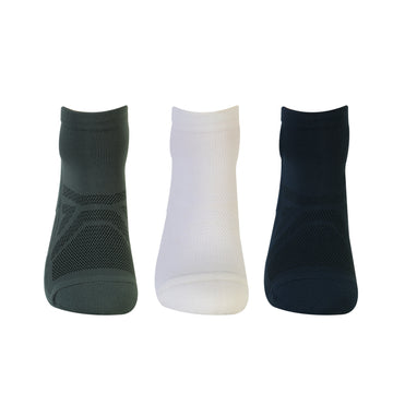 CAVYND RUN Men's Performance Secret Socks – Navy, Ivory & Charcoal (Pack of 3)