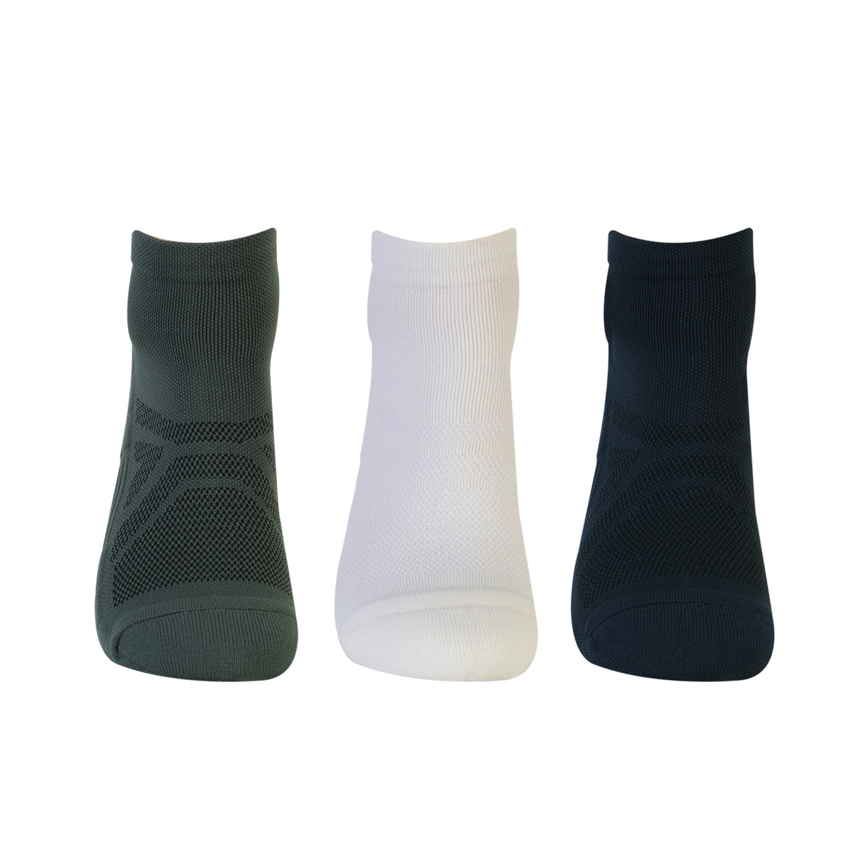 CAVYND RUN Men's Performance Secret Socks – Navy, Ivory & Charcoal (Pack of 3)