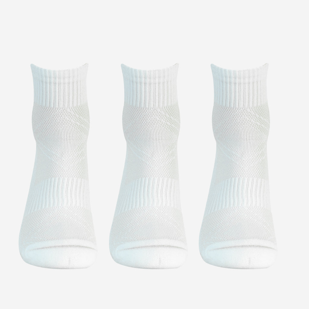 CAVYND RUN Men's Performance Ankle Socks – White (Pack of 3)
