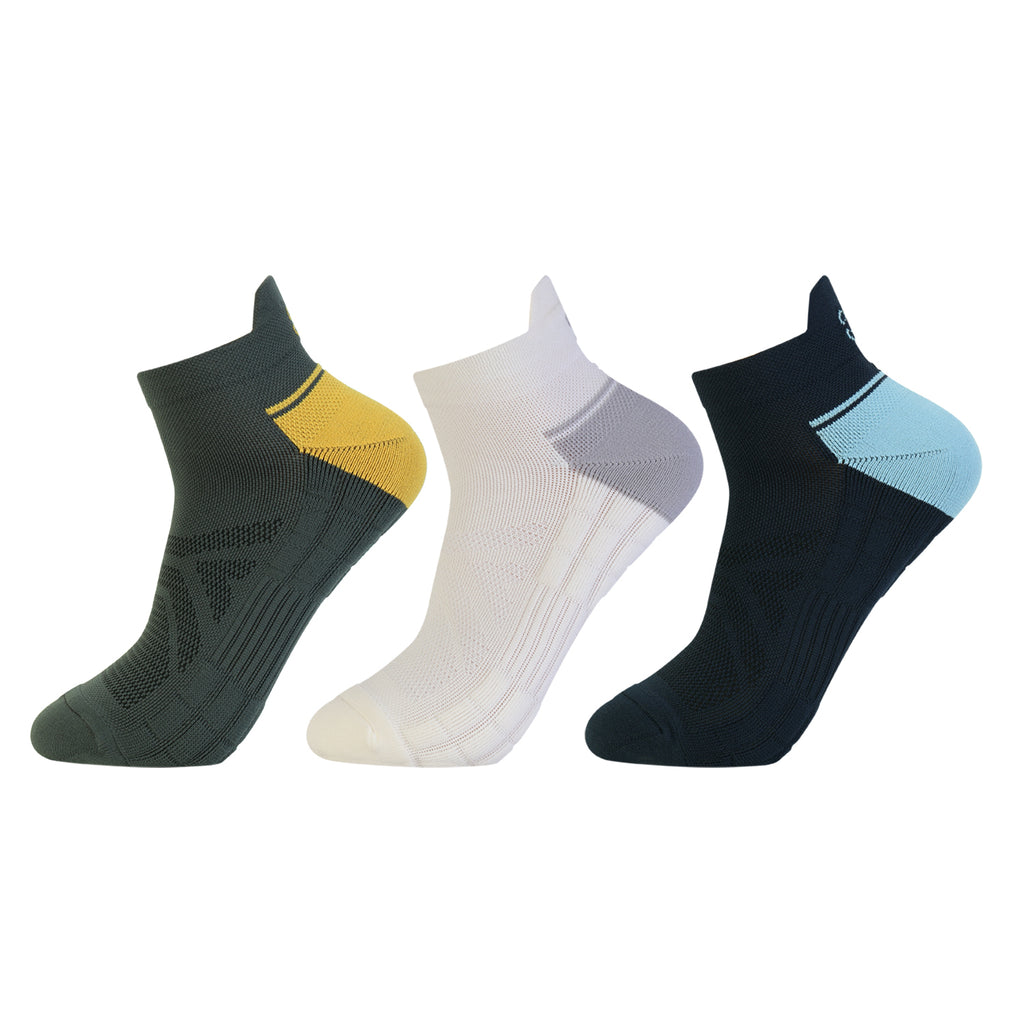 CAVYND RUN Men's Performance Secret Socks – Navy, Ivory & Charcoal (Pack of 3)