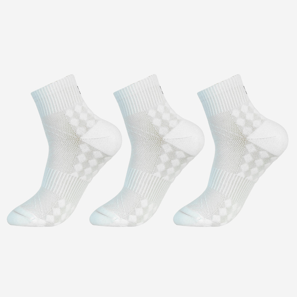 CAVYND RUN Men's Performance Ankle Socks – White (Pack of 3)