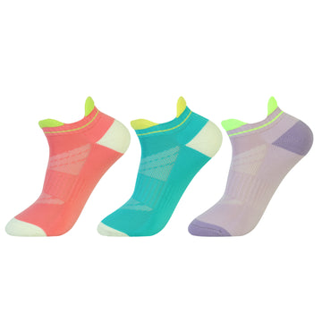 CAVYND WLK Women's Training Secret Socks – Pink, Sea Green & Lilac (Pack of 3)