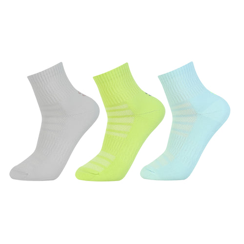 CAVYND RUN Men's Performance Ankle Socks – Light Grey, Powder Blue & Lime (Pack of 3)