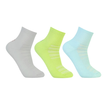 CAVYND RUN Men's Performance Ankle Socks – Light Grey, Powder Blue & Lime (Pack of 3)