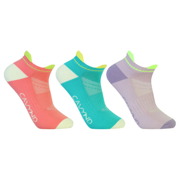 CAVYND WLK Women's Training Secret Socks – Pink, Sea Green & Lilac (Pack of 3)