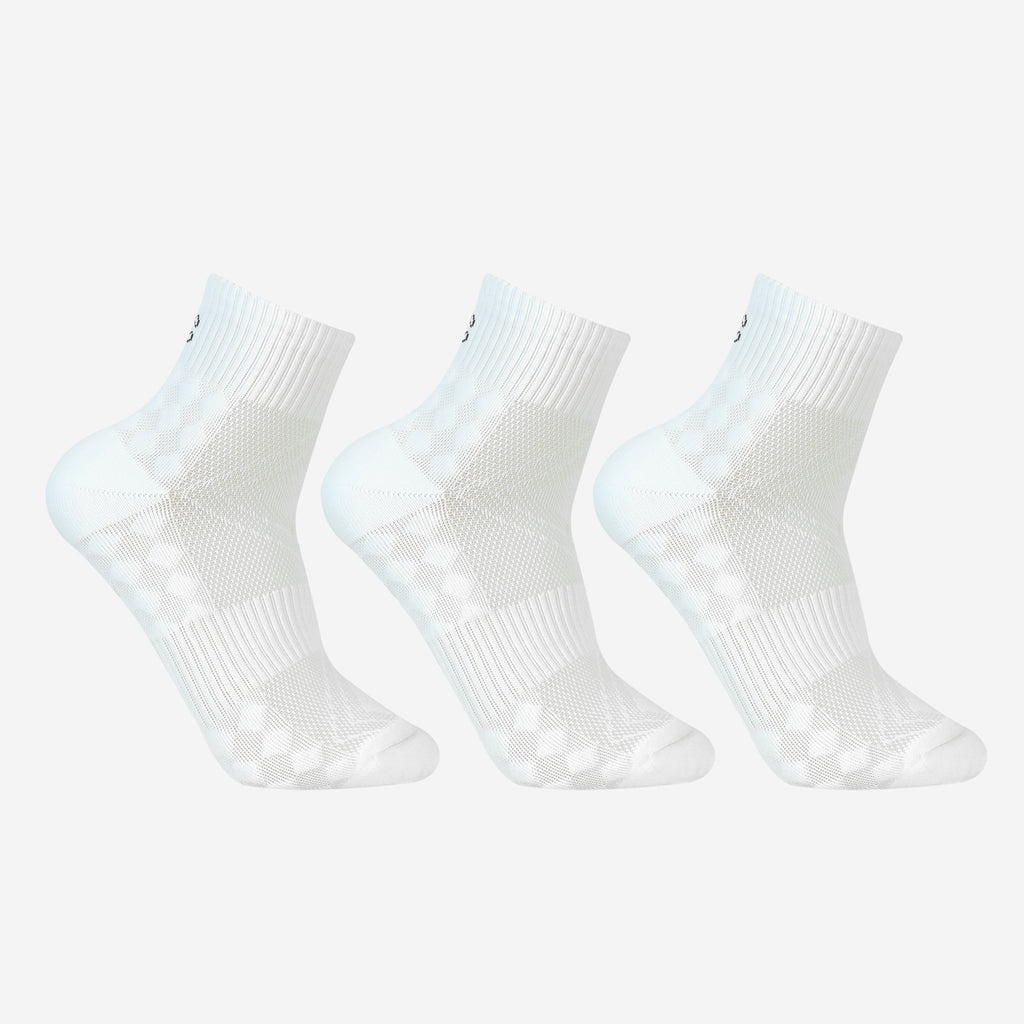 CAVYND RUN Men's Performance Ankle Socks – White (Pack of 3)