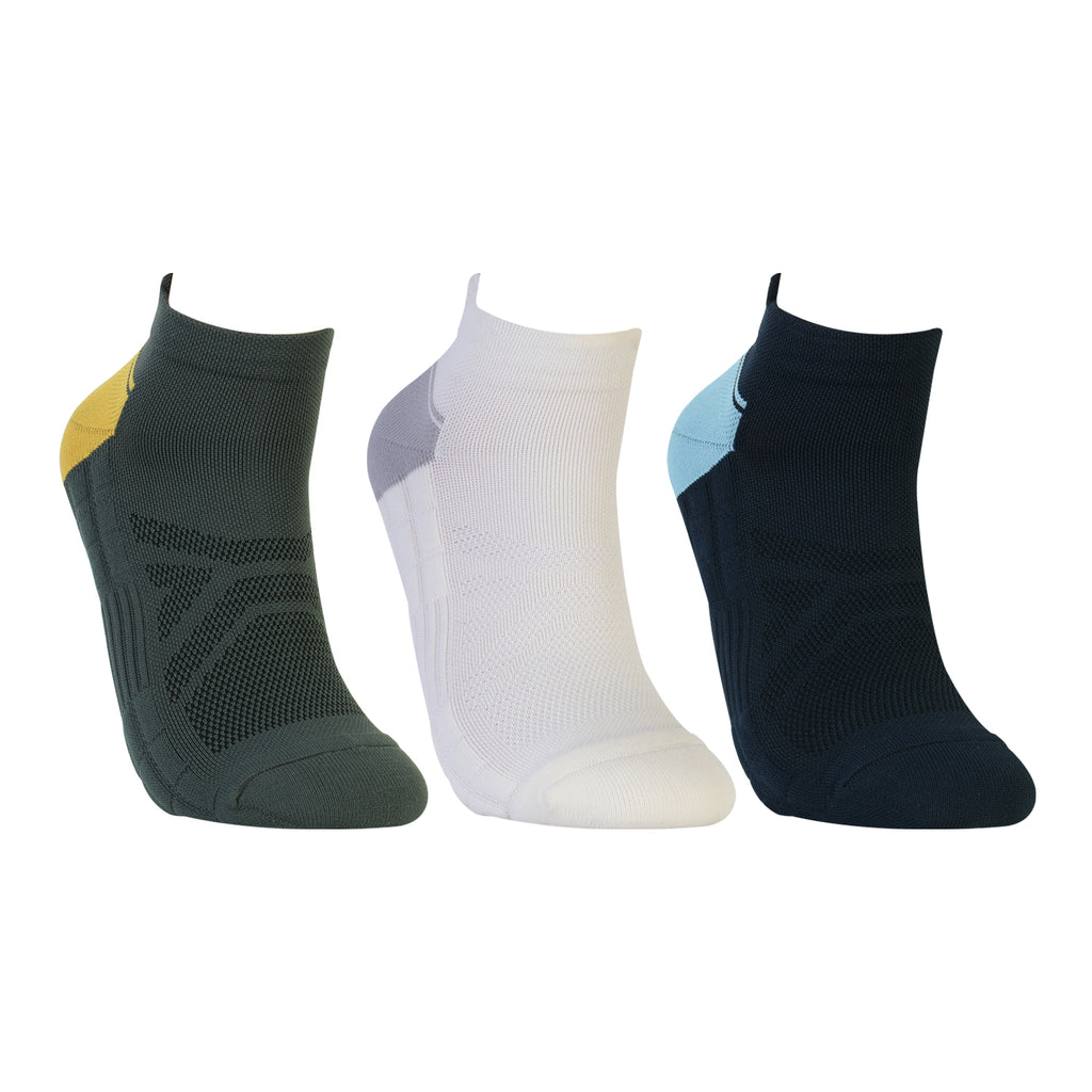 CAVYND RUN Men's Performance Secret Socks – Navy, Ivory & Charcoal (Pack of 3)