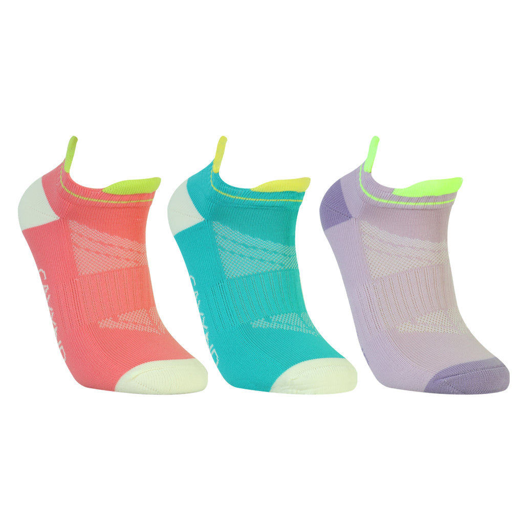 CAVYND WLK Women's Training Secret Socks – Pink, Sea Green & Lilac (Pack of 3)