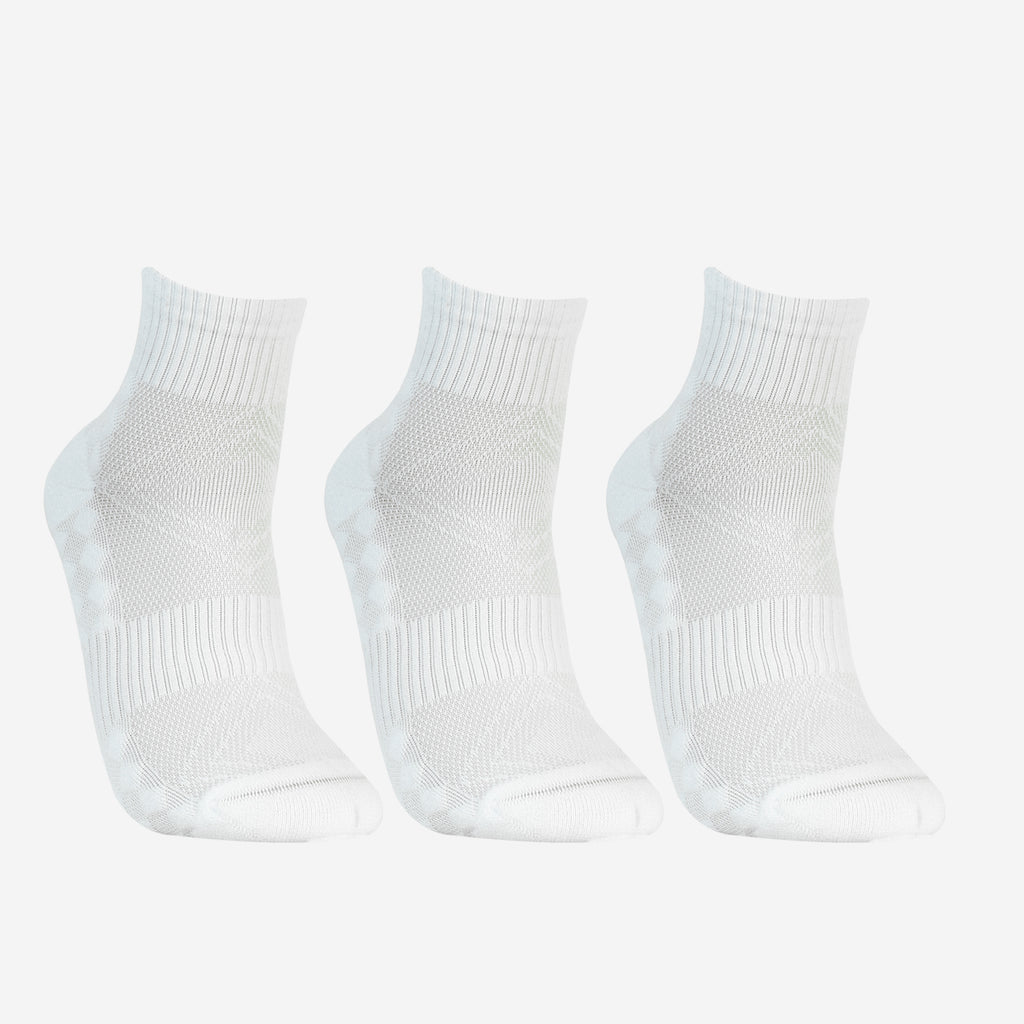 CAVYND RUN Men's Performance Ankle Socks – White (Pack of 3)