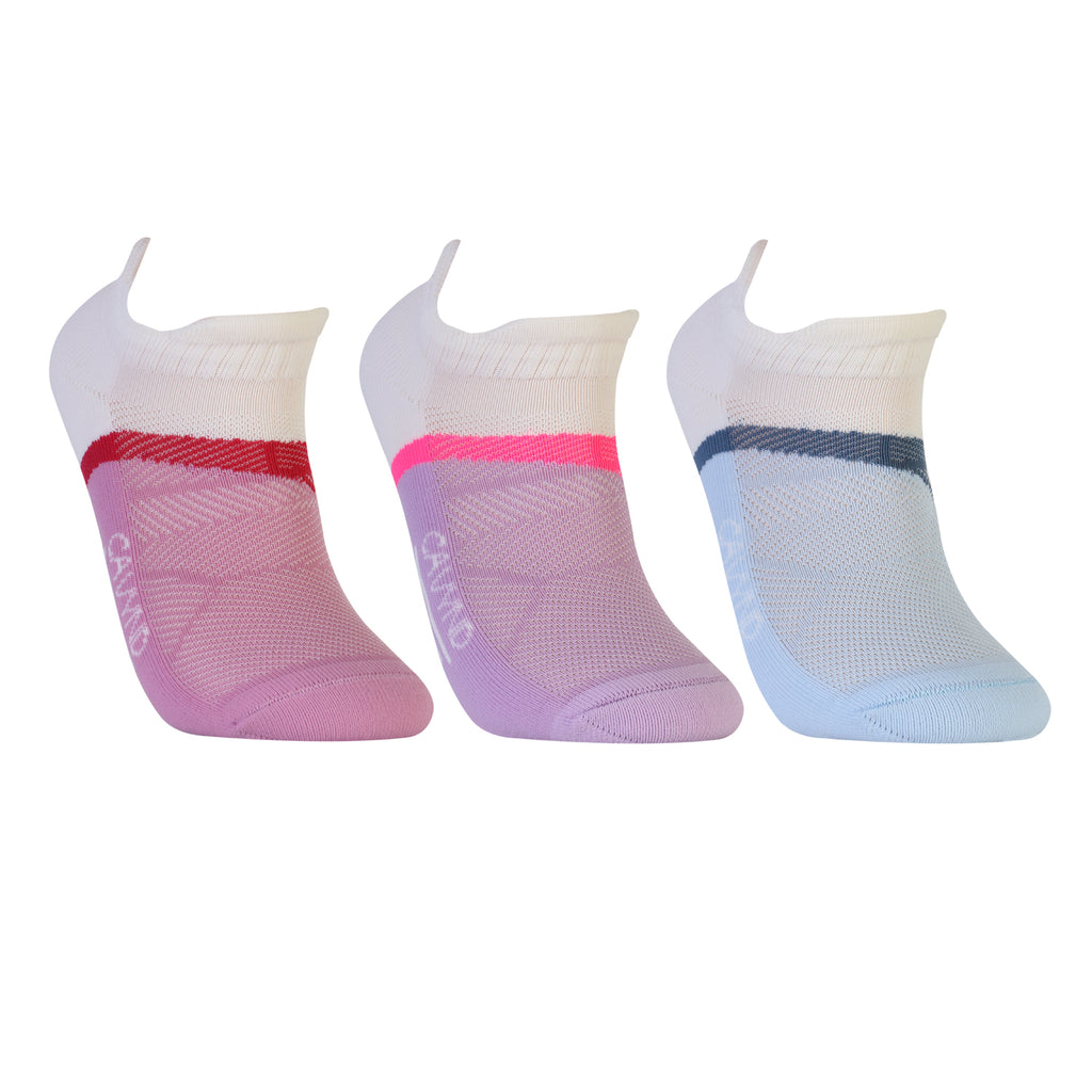 CAVYND WLK Women's Training Secret Socks – Blue, Maroon & Lavender (Pack of 3)
